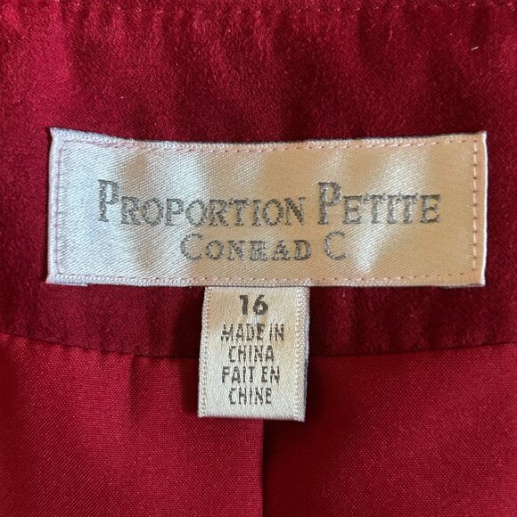 Conrad C - Proportion Petite Burgundy Micro Suede Zip Front Jacket - Size 16P - Picture 5 of 12